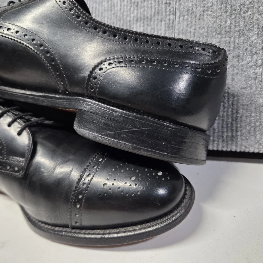 Allen Edmonds Black Leather Sanford Cap Toe Brogue Derby Men's 10.5 D USA